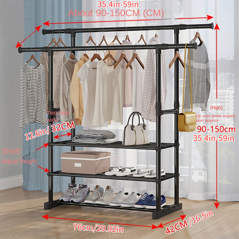 1PC Floor-Mounted Clothes Hanger | Movable Vertical Clothes Rack with Pulleys | Retractable & Lifting Storage Solution