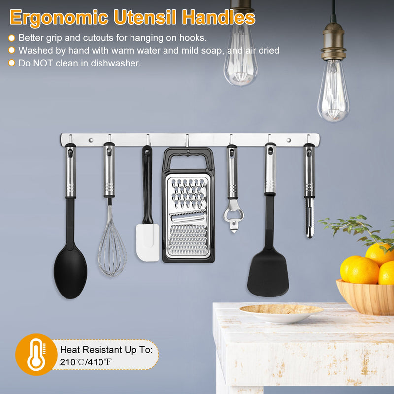 23-Piece Kitchen Utensil Set - Stainless Steel & Heat-Resistant Nylon Cooking Tools with Grater, Whisk, Spatula, Peeler, Bottle Opener & More