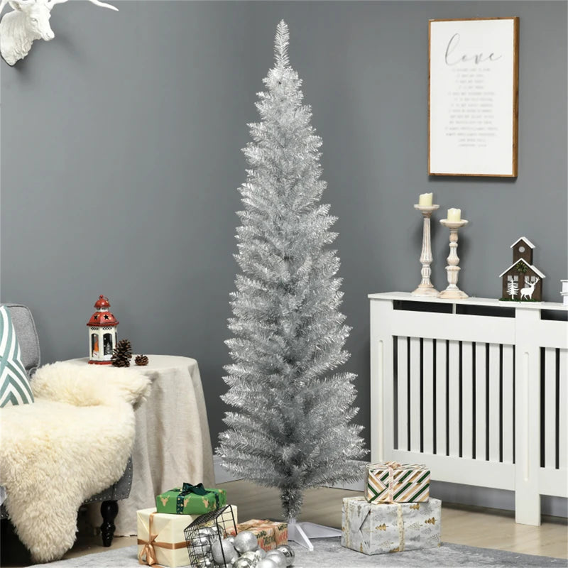 6-Foot Silver Christmas Tree with Bracket – Stunning Holiday Décor