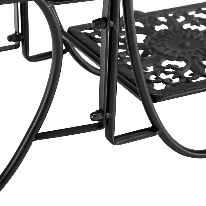 "Black Metal Plant Stand - 32.3 Inches High, 4 Square Shelves for Indoor & Outdoor Potted Plants"