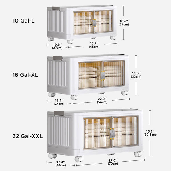 Joybos® 10 Gallon Stackable Storage Bins with Lids and Doors - 2 Layer Organizer for Home, Office & Garage