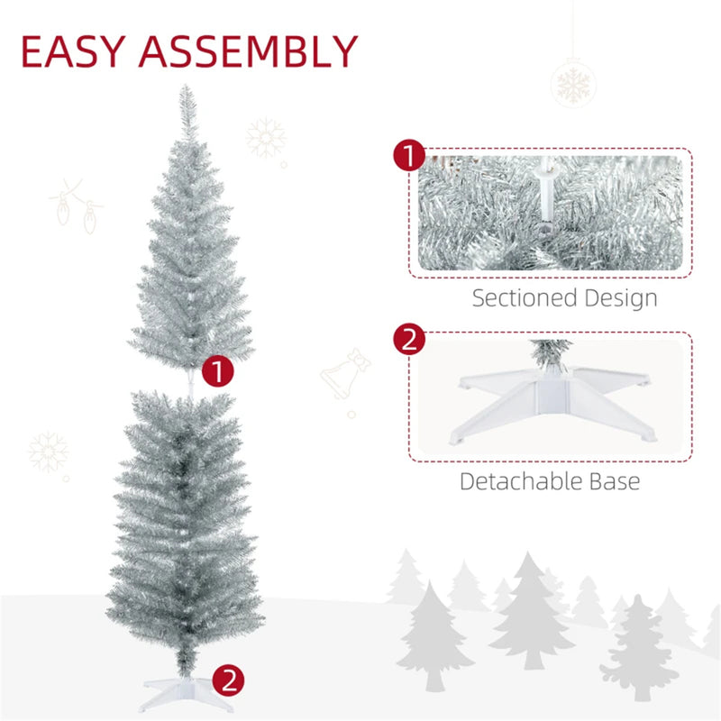 6-Foot Silver Christmas Tree with Bracket – Stunning Holiday Décor