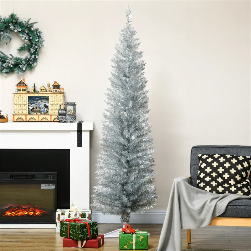 6-Foot Silver Christmas Tree with Bracket – Stunning Holiday Décor