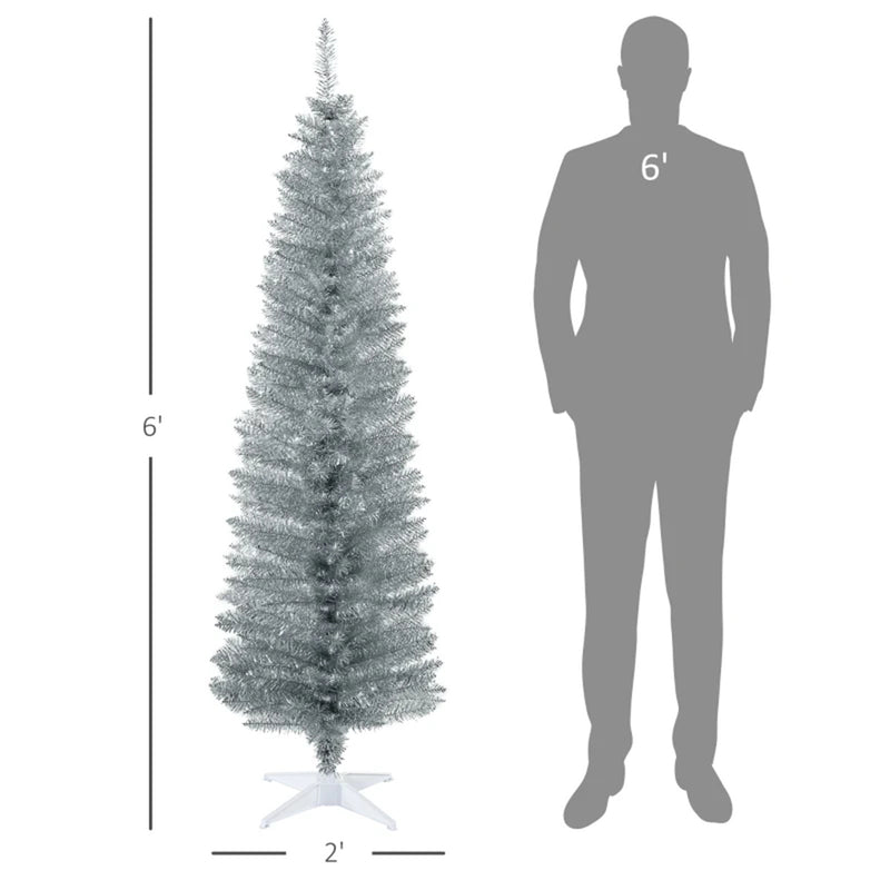 6-Foot Silver Christmas Tree with Bracket – Stunning Holiday Décor