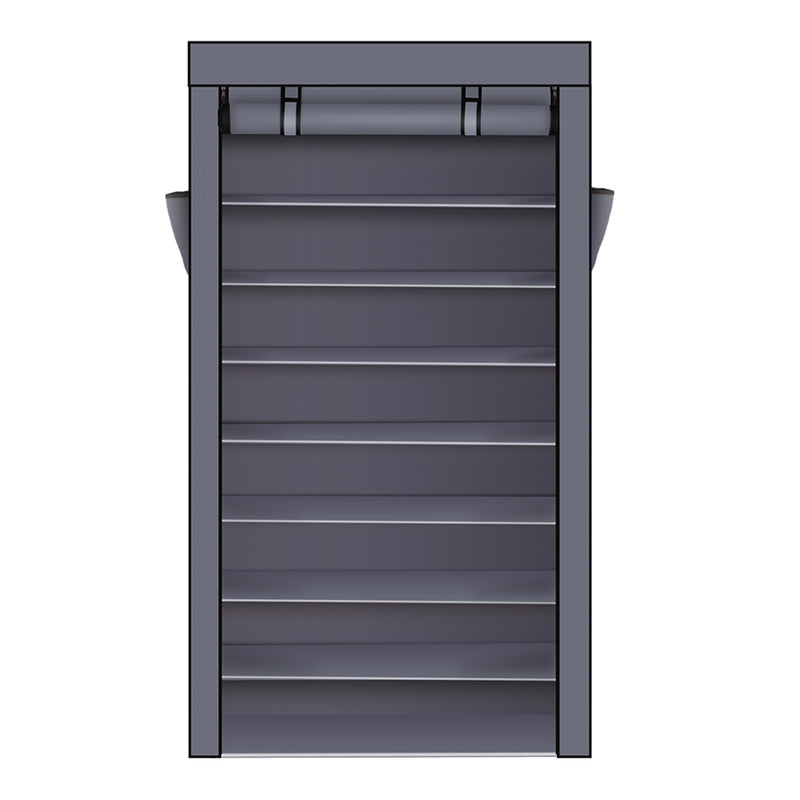 10 Tiers Shoe Rack with Dustproof Cover – Gray | Space-Saving Shoe Storage Cabinet Organizer