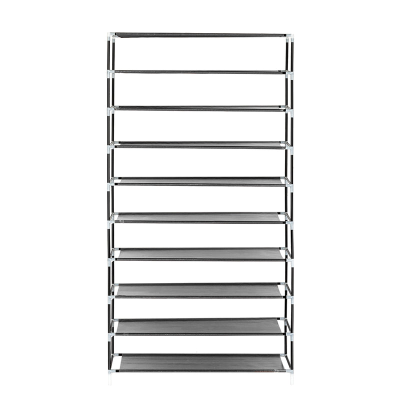 10 Tiers Shoe Rack with Dustproof Cover – Gray | Space-Saving Shoe Storage Cabinet Organizer