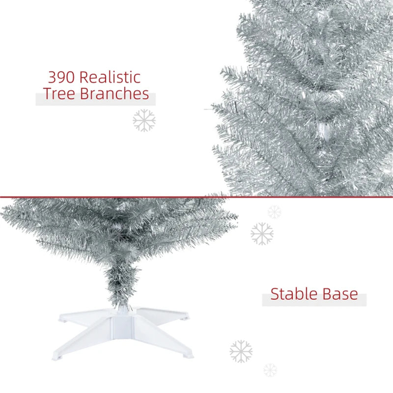 6-Foot Silver Christmas Tree with Bracket – Stunning Holiday Décor