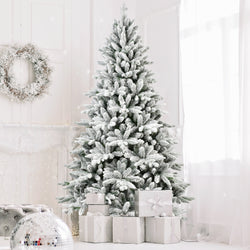 Premium Flocked Artificial Christmas Tree - PVC & PE, Eco-Friendly, Fireproof, Realistic Snowy Look