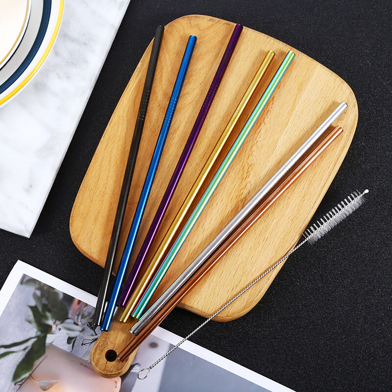 Reusable Black Straw Set - 9pcs | Bent & Straight Straws with Cleaning Brush & Storage Bag | Eco-Friendly Metal Straws for Parties, Restaurants, Home