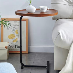 "2-Piece Brown C-Shaped Side Tables - Small Sofa Tables for Small Spaces, Living Room & Bedroom"