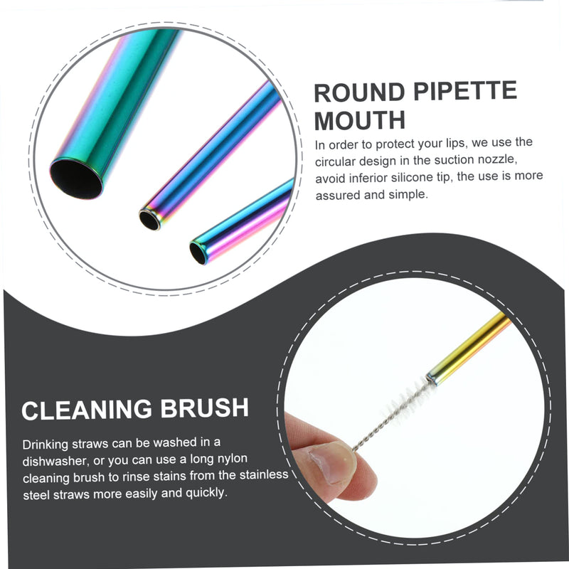 Reusable Black Straw Set - 9pcs | Bent & Straight Straws with Cleaning Brush & Storage Bag | Eco-Friendly Metal Straws for Parties, Restaurants, Home