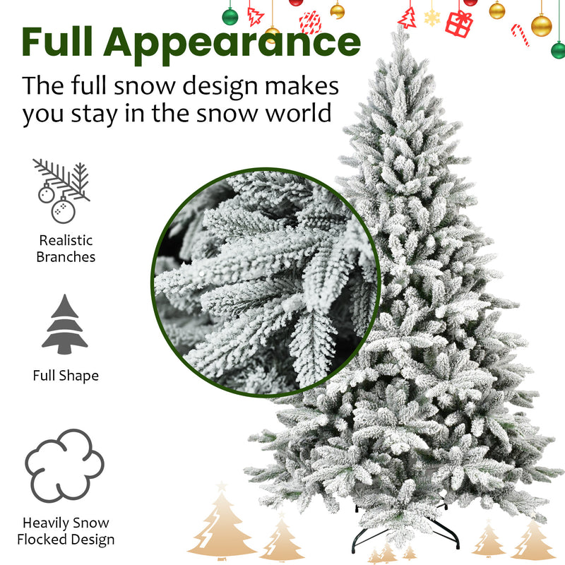 Premium Flocked Artificial Christmas Tree - PVC & PE, Eco-Friendly, Fireproof, Realistic Snowy Look