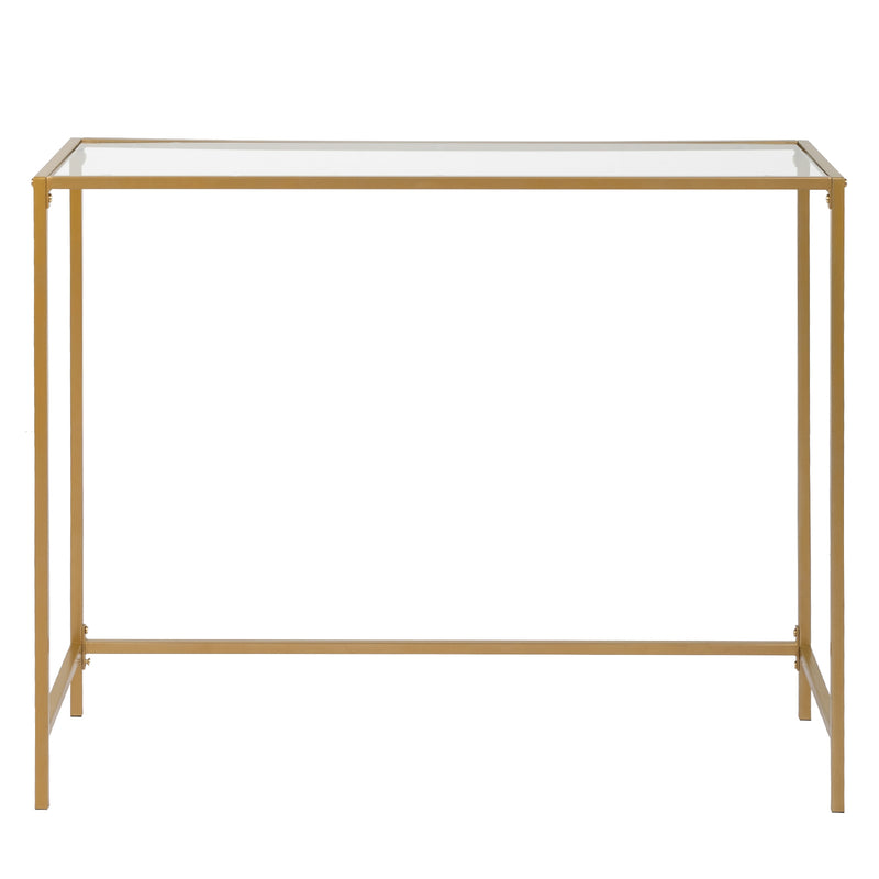 39.4" Gold Console Sofa Table – Modern Entryway Table with Tempered Glass Top & Metal Frame for Living Room, Hallway, and More