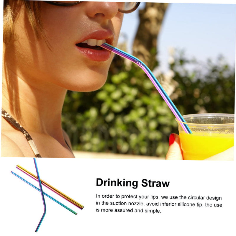 Reusable Black Straw Set - 9pcs | Bent & Straight Straws with Cleaning Brush & Storage Bag | Eco-Friendly Metal Straws for Parties, Restaurants, Home