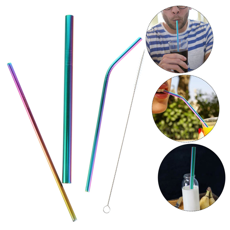 Reusable Black Straw Set - 9pcs | Bent & Straight Straws with Cleaning Brush & Storage Bag | Eco-Friendly Metal Straws for Parties, Restaurants, Home